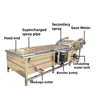 Automatische belletjeswasmachine voor champignons, tomaten, appels, dadels en andere voedingsmiddelen.