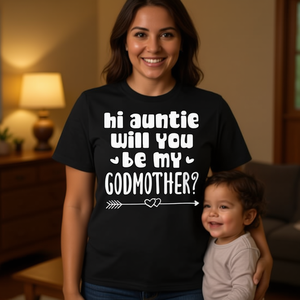 Camiseta para padrinos de boda y niñas de boda: ¡Hola tía, ¿serás mi madrina? Camiseta promocional para el regalo de la tía - Product Image 3