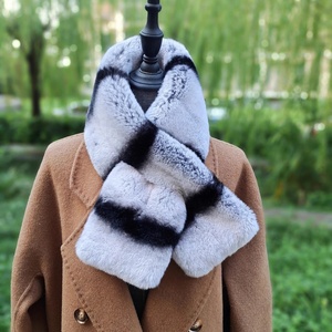 Luxe Femmes Rex <span class=keywords><strong>Fourrure</strong></span> Foulards Double Face <span class=keywords><strong>Fourrure</strong></span> Doux Réel Rex <span class=keywords><strong>Fourrure</strong></span> Col Chinchilla Rex Lapin Écharpe - Product Image 1