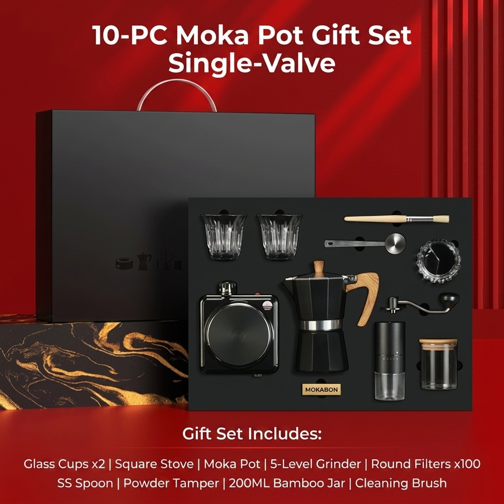 Black 10-piece set, single-valve version