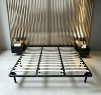 Base de lit capitonnée en fer et bois, style moderne, taille Queen, la plus vendue, pour chambre à coucher, appartement, hôpital, montage facile