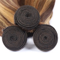 Mèches de cheveux humains vierges ondulés P4/27 pour tresses et extensions brunes blondes, 30 pouces, bouclées, double trame, fabriquées à la machine