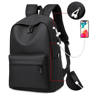 Klasik tasarım su geçirmez laptop sırt çantası şarj portu hafif kolej okul siyah bookbag açık rahat sırt çantası - Product Image 3