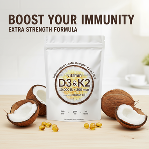 Extra Sterkte Vitamine D3 10,000 Iu & K2 Mk-7 200mcg Softgel, Gmo & Glutenvrij, Immuunondersteuning, 300 Stuks, 180 Stuks - Product Image 2