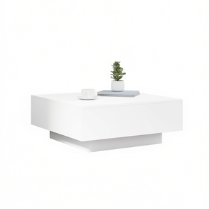 Mesa de centro de madera de ingeniería blanca de 31.5x31.5x12.2 pulgadas, muebles minimalistas y modernos para sala de estar con almacenamiento - Product Image 1