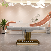 Table de massage moderne à 4 moteurs électrique et levage à un bouton avec lumière LED réglable pour traitement médical et soins du visage, lit de beauté pour le visage