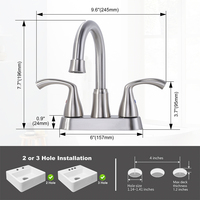 Robinet de salle de bain à bec pivotant à arc élevé Robinet d'évier à 2 poignées avec vidange pop-up et lignes d'alimentation Robinet d'eau de bassin en nickel