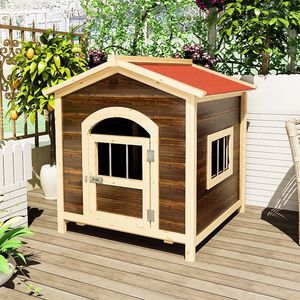Casa para Perros de Madera Maciza, Grande, Impermeable, para Exteriores, con Techo - Product Image 5