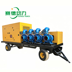 Pompe <span class=keywords><strong>à</strong></span> eau diesel mobile sur remorque, 4 unités en parallèle, grand débit, pour contrôle des inondations et drainage d'urgence - Product Image 1