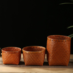 Handmade <b>Bamboo</b> Woven Baskets Round Storage <b>Containers</b> For Living Room Neatening Food <b>Container</b> Guizhou Origin - Product Image 1