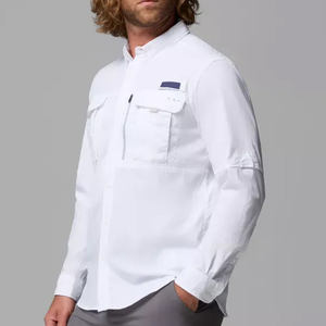 Polo de pêche de haute qualité à dos ouvert, faible MOQ, en maille respirante, avec col en forme de poisson, avec poches, manches longues et boutons. - Product Image 3