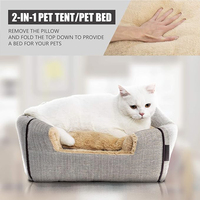 Vente en gros de lits pour chiens pliables de haute qualité, confortables et élégants, en forme de cocon, avec coussin, couleur gris tendance