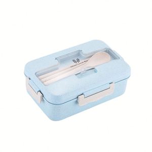 100% Food Grade Stainless Steel Fork and Chopsticks Tableware <b>Microwave</b> Safe Wheat Straw Food Container Cutlery for Lunch Box - Product Image 1