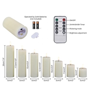 Đám cưới Deco điều khiển từ xa ngà paraffin sáp trụ cột nhấp nháy điện <span class=keywords><strong>LED</strong></span> nến - Product Image 2