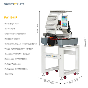 Proemb FW-1501R Miễn Phí Từ Khung Đầu Duy Nhất Đa Kim 3D Bọt Hat Thương Mại Máy Thêu Cho Người Mới Bắt Đầu - Product Image 3