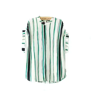 Nuevo estilo damas grasa de gasa camisa a rayas de verano agradable kurti blusa camisas