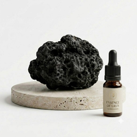 Diffuseur d'huiles essentielles en pierre volcanique naturelle avec base ronde en travertin, aromathérapie, pierre de lave, purificateur d'air