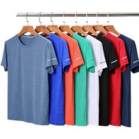 T-shirt décontracté pour homme en mélange de polyester et de coton à séchage rapide avec bandes latérales de haute qualité en gros