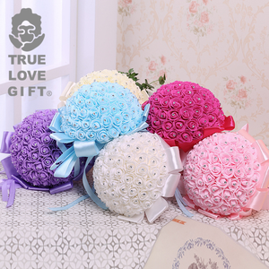 Bouquet de Mariage en Gros, Fleurs Artificielles Réalistes en Mousse PE, Roses, Fausses Fleurs, Ruban Fait Main, Décoration pour Fête, Église, Cadeaux Élégants - Product Image 2