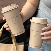 Porte-gobelets jetables en papier kraft biodégradable personnalisé avec logo, pour emporter café ou thé chaud, avec poignée