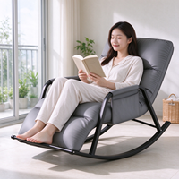 Fauteuil à bascule moderne en cuir réglable en 5 positions avec accoudoirs, design chaise longue pour salon, chambre ou hôtel