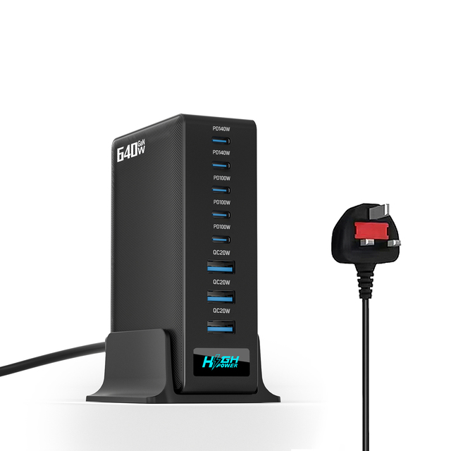 GaN 640W 380W Desktop Charger PD 140W 100W High Quality 5C3A Multiport Power Charger Station for Laptop for iphone 16 17 Pro