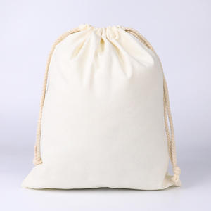 Bolsa de algodón con cordón blanco en stock al por mayor, bolsa de lona con cordón para almacenamiento de embalaje de <span class=keywords><strong>regalo</strong></span> ecológica en blanco - Product Image 3