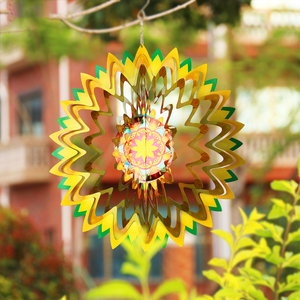 Molinetes de Viento Personalizables de Acero Inoxidable 3D, Ecológicos e Impermeables para Decoración de Jardín - Piezas Coloridas de 30 cm de Diámetro - Product Image 4