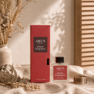 Aikun Small MOQ 100ML Clear Square Glass Adhesive Sticker Logo <b>Reed</b> <b>Diffuser</b> Gift Set Home Fragrance Set for Holiday Gift Buyer - Product Image 1