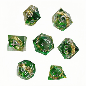 Feeron D&D Liquid Ring - Juego de dados poliédricos modernos de resina duradera de 7 piezas, incluye vaso para dados y caja, regalo para adultos - Product Image 1