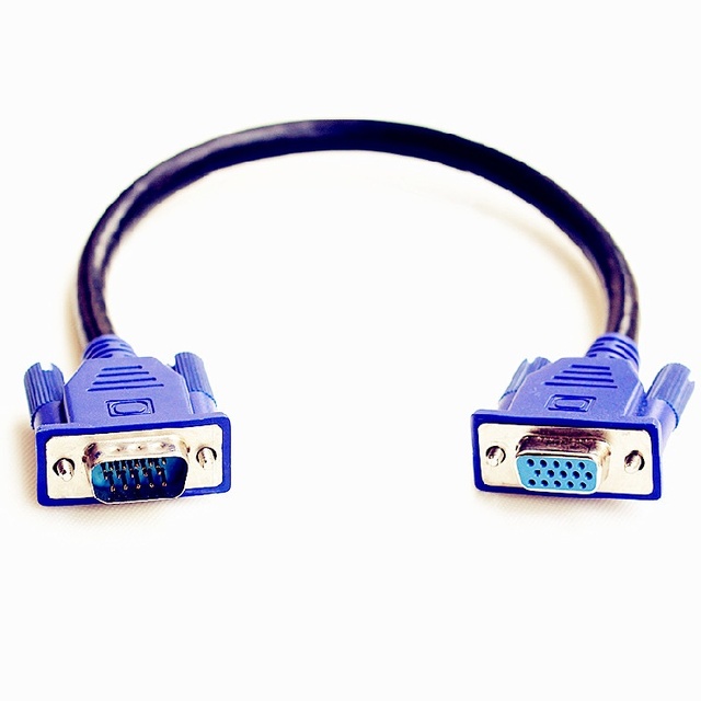 VGA Male Female Cable 15 Pin DB15 Gold Plated Blue Head Monitor Video Extension Cord for Computer Display Projector Wholesale