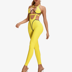 Mono Deportivo Sexy para Mujer, con Bloques de Color en Contraste, Cuello Redondo, Spandex/Nylon, Secado Rápido, Transpirable, para Gimnasio, Fitness, Yoga y Entrenamiento - Product Image 4