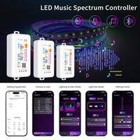 Controlador LED Tuya Smart SP107E RGBIC con Espectro Musical, Control por Aplicación, Panel de Matriz 16x16, 433W, DC6V, Control Remoto de 20M, 3 Años de Garantía, 6A