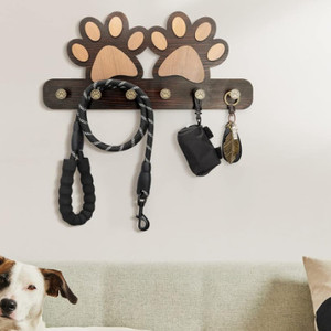 Soporte <span class=keywords><strong>de</strong></span> pared <span class=keywords><strong>de</strong></span> <span class=keywords><strong>madera</strong></span> rústica para perro, estante para correa, colgador <span class=keywords><strong>de</strong></span> llaves, soportes para correa <span class=keywords><strong>de</strong></span> pata <span class=keywords><strong>de</strong></span> perro con 5 ganchos - Product Image 2