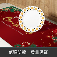 Tapis de cuisine transfrontalier de Noël en PVC épaissi, anti-poussière, antidérapant, épaisseur 0,8 cm, décoration festive pour entrée
