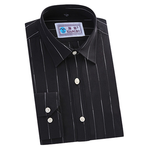 Fabrication à la mode hommes 100% coton rayé noir blanc à manches longues chemise décontractée - Product Image 2