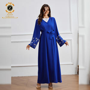 زينب فاخر أسود تصاميم دبي عباية نسائية مفتوحة كيمونو قماش برقع للمسلمين تنفس اللباس العربي السعودي - Product Image 2