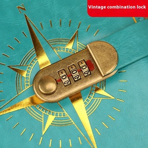 A5 Retro günlüğü yaratıcı erkek kız fabrika toptan için el defter şifre kitap kilidi deri kılıf iplik dikiş A3 dizüstü - Product Image 3