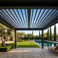 Pergola à lames orientables électriques, contrôle climatique écologique, toit motorisé, revêtement fluorocarboné personnalisé, imperméable, extérieur