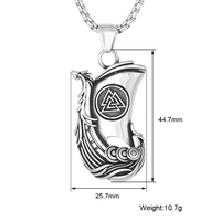 Vintage Viking Design 3D pendentif de bateau déclaration en acier inoxydable Triangle nordique Valknut pendentif de bateau collier