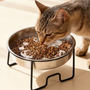 Suporte Ecológico para Tigela Única - Tigela de Alimentação Lenta para Animais de Estimação em Aço Inoxidável 304 com Design Arredondado, Grande Capacidade e Antiderrapante - Product Image 1