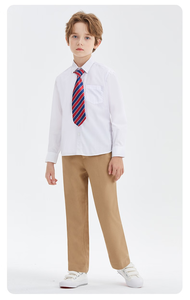 Pantalons en tissu extensible résistant aux plis pour garçons, couleur kaki et <span class=keywords><strong>noir</strong></span>, à assortir avec des chemises d'école, des blazers, des uniformes scolaires - Product Image 2