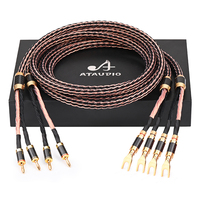 Câble audio HiFi haut de gamme en fibre de carbone avec fiches banane et Y, câble principal tressé HIFI 24 brins en fil OCC pour haut-parleur et microphone