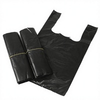 Sac en plastique noir imprimé en héliogravure, recyclable, avec poignée gilet, pour supermarchés et expositions