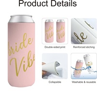 Porte-bière en néoprène pliable 12/16 oz avec logo personnalisé, pour canettes fines et hautes, idéal pour mariages et fêtes, vente en gros