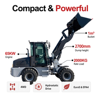 Chargeuse sur pneus diesel 4x4 TOBETER 2 tonnes H480, godet de 1,0 m³, 65 kW, pour travaux agricoles, construction, mines, aménagement paysager, entrepôt