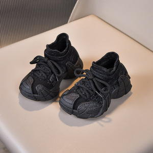 Chaussures chaussettes tricotées pour enfants, couleur unie, collection Printemps-Automne 2026, nouvelles chaussures de sport décontractées antidérapantes pour garçons et filles, vente en gros - Product Image 6