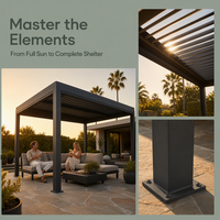 Pergola extérieure moderne en aluminium, pergola motorisée à lames orientables effet bois avec contrôle par application et capteur de pluie RGB