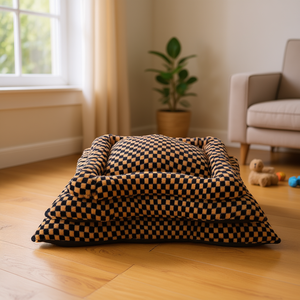 Cuccia per Cani Yommy in Peluche con Motivo a Quadri, Taglie S M L, Impermeabile e Antiscivolo - Product Image 3