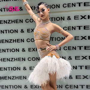 Vennystyle gaun dansa standar nasional anak perempuan, kostum bunga spandeks untuk kinerja Latin usia 14 + latihan dewasa - Product Image 4